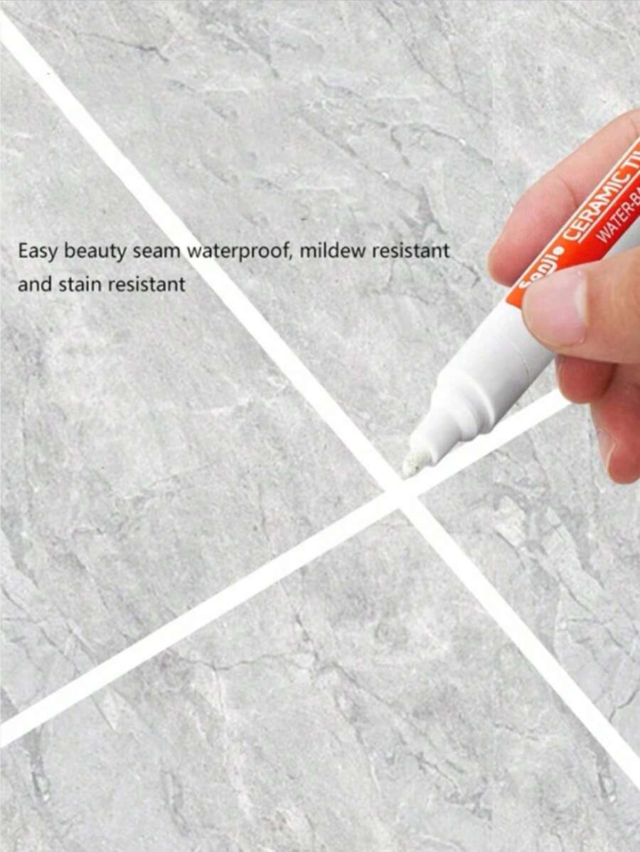2pcs/Waterproof Ceramic Tile Joint Pen, White Tile Repair Pen With Anti Mold Filling, Easy-To-Use Gelatin Grout, Suitable For Bathroom And Kitchen Tiles, Compatible With Other Material Surfaces