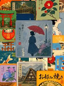 50Pcs Retro Japanese Style Stickers, Showa Nostalgic Kimono Girl Waterproof Decals For Stationery DIY Decor - Multicolor - View 2