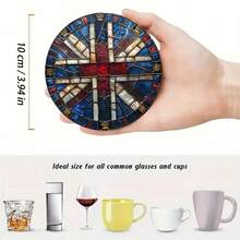 6pcs/Set 3.94X3.94 Inch Colorful Mandala Art Acrylic Coasters, 2D Colorful Mandala Art Coasters, Suitable For Patio Table, Kitchen, Living Room, Best Art Gift For Family - Multicolor - View 3