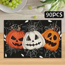 1/4/6pcs Halloween Series 3 Pumpkin Spider Web Pattern Printed Placemats, Heat Resistant Table Mats For Home Kitchen/Dining Table Protection, Party Scene Decoration - Multicolor - View 13