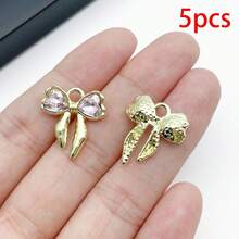 5/10 buah Liontin Pita Bentuk Hati dan Pita Berlian Imitasi untuk Pembuatan Perhiasan Gelang, Anting, Kalung, dan Aksesoris Kerajinan Tangan DIY - MultiWarna - View 7