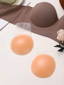 4/10/20pcs Lift‑Up Silicone Nipple Covers With Pull Tabs, Anti‑Sag Invisible Breast Pads For Wedding & Backless Wear - Apricot - View 5