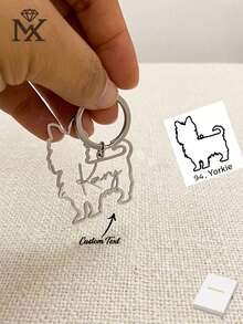 Creative, Fun, And Adorable 94-Hole Hollow Stainless Steel Customized Keychain, Designed For Small Dogs, Can Be Engraved With Pet's Name, Perfect Gift For Pet Lovers And Dog Accessories. This Keychain Is An Excellent Creative Surprise Gift For Loved Ones, Friends, And Family. - Silver - View 1