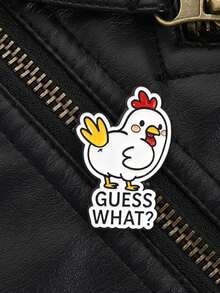 1pc " WHAT?"Cartoon Chick Pattern Brooch, Lapel Pin Badge For Backpack Decor, Apparel Gift, Suitable For Daily & Holiday Wearing - Multicolor - View 3