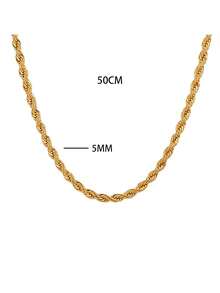 RAYQUEEN 1 dây chuyền xích xoắn màu vàng bằng thép không gỉ phong cách tối giản thời trang đa năng nhiều kích cỡ, unisex, phù hợp đeo hàng ngày - Vàng - Xem 19