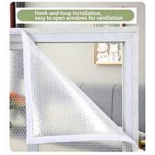 1pc Double-Layer Thickened 4MM Bubble Film Window Insulation Curtain, White Edging, No-Drill Self-Adhesive Sealing Windproof Window Film, Winter Cold Protection & Summer Heat Insulation, Universal For Home Bedroom Windows - White-edged Bubble Film Curtains - View 17