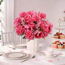1/3 buah Bunga Buatan, Buket Mawar Palsu, Bunga Daisy Sutra, Bunga Dandelion, Jumlah Besar untuk Dekorasi Pesta Pernikahan, Rumah, Hiasan Meja, Halloween - Rose Red - View 5
