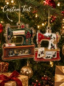 1pc Personalized Sewing Machine Ornament 2026, 2D Flat Christmas Hanging Decoration, Customized Name Sewing Enthusiast Gift, Tailor Sewing Enthusiast Keepsake, Christmas Tree Decoration, Christmas Gift - Multicolor - View 2