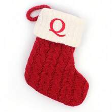 1pc Christmas Knitted Sock, Personalized Embroidered Letter Snowflake Red Cable Knit Christmas Stocking With Hanging Loop, Holiday Fireplace Decoration Gift Bag - Christmas Stocking - View 34