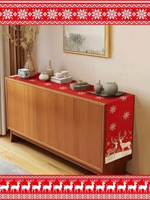 1pc,Reindeer,Snowflake Element Design,Christmas Decoration,Christmas Table Runner,Christmas Tablecloth,Christmas Long Tablecloth,Faux Linen Polyester Fiber Material,Gift,Protective Cover,Rectangular Tablecloth,Washable,Suitable For Home Dinner,Coffee Table,Kitchen And Dining Room Decor,Dining Table Decoration Party And Scene Decor,Home Decor,Outdoor Patio Table Runner Decor,Entryway Decor,Fireplace Cloth Decor - Red - View 10