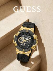 Guess Men Hollow Dial Mesh Band Quartz Watch Minimal Street Fashion Analog Wristwatch Gift For Him - GW0486G2 - View 1