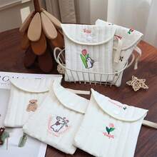 1 Cute Cartoon Embroidered Sanitary Bag, Large Capacity Portable Women's Monthly Bag, Girls' Travel Gift - Multicolor - View 6