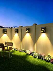 1-Piece Solar Wall Light, LED Wall Light, Decorative Light With Deer And Hummingbird Patterns, Suitable For Patios, Gardens, Terraces, Porches, Fences, Halloween, And Christmas Decorations. - Deer Wall Lamp - View 6
