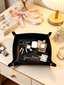 Custom Faux Leather Tray, Desktop Organizer Box, Personalized Gift For Men & Women, Jewelry, Keys And Dice Storage Rack, Ideal For Wedding, Bridesmaid Gifts And Party Favors - Multicolor - View 2