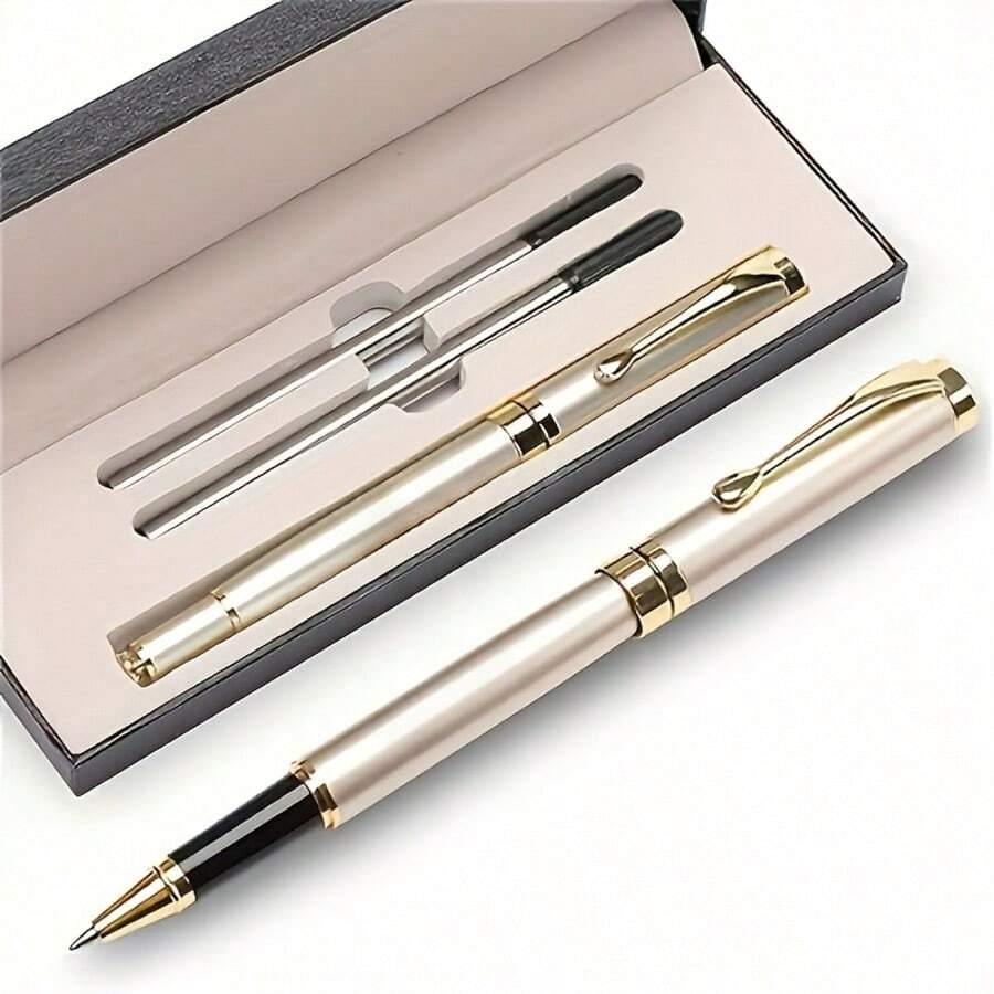 4pcs/Set Luxury Metal Ballpoint Pens, Business Signature Writing Pens, Suitable For Office And Daily Use, Classic Design, 0.5mm Black Ink, Smooth Writing. Ideal Choice For Business Gifts And Holiday Presents. Perfect For Graduation And Back To School Season - A - View 1