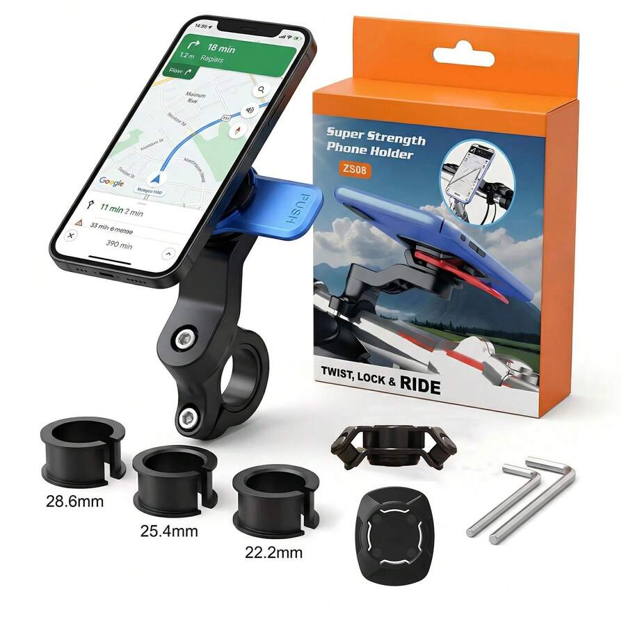 Motorcycle Phone Holder, Anti-Vibration Handlebar Mount, 360° Rotation, Suitable For Motorcycles And Bicycles, Smartphone Anti-Vibration Cradle