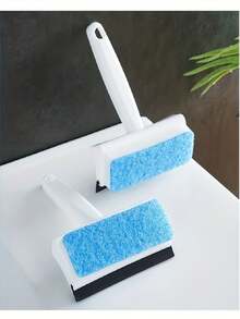 1pc 2-In-1 Bathroom & Living Room Glass Cleaning Brush And Rubber Squeegee - Manual, Multi-Surface Window Cleaner With Sponge And Rubber Blade, No Power Required, Suitable For Shower Doors, Mirrors, Tiles - Sponge Glass Cleaner - View 7