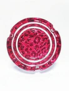 Fashionable Shiny Pink Leopard Print Glass Ashtray, 3.34 Inch Round Ashtray, Home Decor Ornament Ashtray, Gift For Friends - Colorful - View 8
