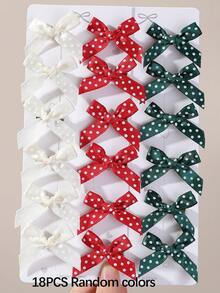 18pcs Girls Christmas Color Fabric Polka Dot Small Ribbon Bow Hair Clips Alligator Hair Clips Elegant Sweet Cute Back Of Head Baby Side Clips Hair Accessories For Daily Use - Multicolor - View 8