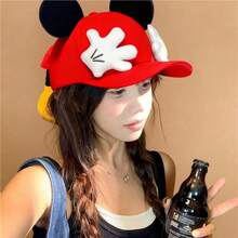 Disney Cute Cartoon Mickey Mouse Butt Baseball Cap For Girls, Big Ears Design, Face-Slimming, Quirky Photo Prop, Adjustable Baseball Cap, Parent-Child Hat - A - View 15