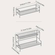 Countertop Storage Rack, Hollow Drainage Rust-Proof Sink Organizer With Side Guardrail, Dual-Purpose Storage Rack Suitable For Bathroom Skincare, Cosmetics And Kitchen Seasoning Bottles, Non-Slip Elevated Rubber Feet Keep Countertop Dry - Multicolor - View 6