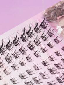 60 Clusters Natural Fox‑Eye Elongated Individual False Eyelashes, Wispy Outer‑Tail Lengthening Cluster Lash Bundles, Light‑Weight Soft Segmented Lashes, Upturned Cat‑Eye Lifting Effect, Self‑Grafting DIY Lashes For Beginners - C - View 5