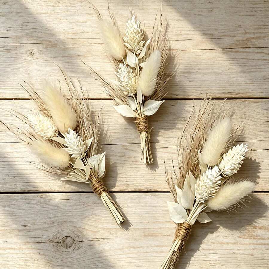 Buket Bunga Buatan Mini Dekorasi Pernikahan Bohemian, Boutonniere Pria, Hiasan Meja Tengah, Dekorasi Kue Ulang Tahun Rumput Iga - G20 - View 1