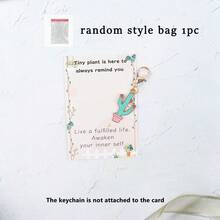 11pcs/1pc Fun Cactus Plant Keychain Set With PositiveEncouragement Greeting Cards, Suitable For BackpackStudy, Work Progress Motivation, Support Gift - Multicolor - View 11