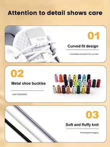 1 Pair Elastic No-Tie Shoelaces, Thick Adjustable Locking Laces For Sports Shoes And Sneakers - Multicolor - View 8