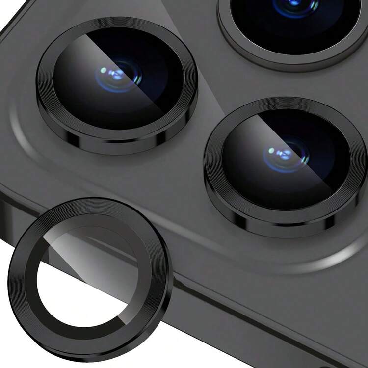 CASECOPS 3pcs 9H Tempered Glass Metal Ring Camera Lens Protector, Compatible With IPhone 18 Pro/18 Pro Max/17/17 E/17Air/17pro/17promax/16/16pro/16plus/16promax/16 14 Pro (6.1 Inch) And 14 Pro Max (6.7 Inch), Scratch-Resistant High Definition Coverage, Metal Ring Design Provides Maximum Protection, Black - 3PCS - View 10