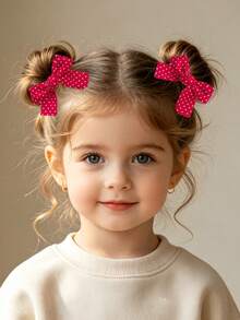 2/4pieces Cute Duckbill Clip With Various Colored Checkered Bows, Perfect For Daily Accessories. - Multicolor - View 2