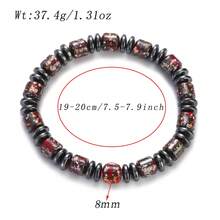 2pcs/Set Men's Beaded Bracelet Set, 8mm Vintage Foil Barrel Beads & Obsidian Tiger Eye Elastic Bracelets, Stackable Stretch Bracelets, Men's Jewelry Gift - 2-piece Set - View 11
