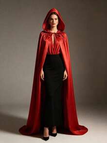 Gothic Vampire Costume Set: Classic Hooded Cape + Detachable Fangs, Suitable For Multiple Occasions, Easily Create Vampire, Witch, Red Hat Clown And Other Halloween Looks. - Multicolor - View 5