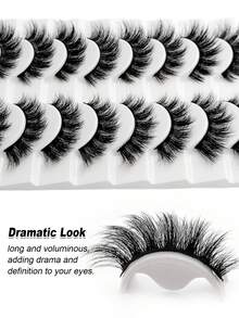 10 Pairs Fluffy Thick False Eyelashes, Bold Dramatic Makeup Look, Soft And Lightweight, Suitable For Daily Makeup, Reusable, Gift For Women And Girls, Suitable For Beginners, Parties And Holiday Eye Makeup - Black - View 5