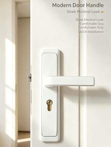 1 Set All-Metal Main Door Lock, Comprising Two Door Handles And Lock Body With Lock Cylinder, Includes 3 Keys, Suitable For Bedroom, Large Room, Kitchen, Main Door, Oval-Shaped Door Handles For Easy Use, Exquisite Craftsmanship, Rose Gold Color With Vibrant Effect, Overall Perfect Appearance - White - View 3