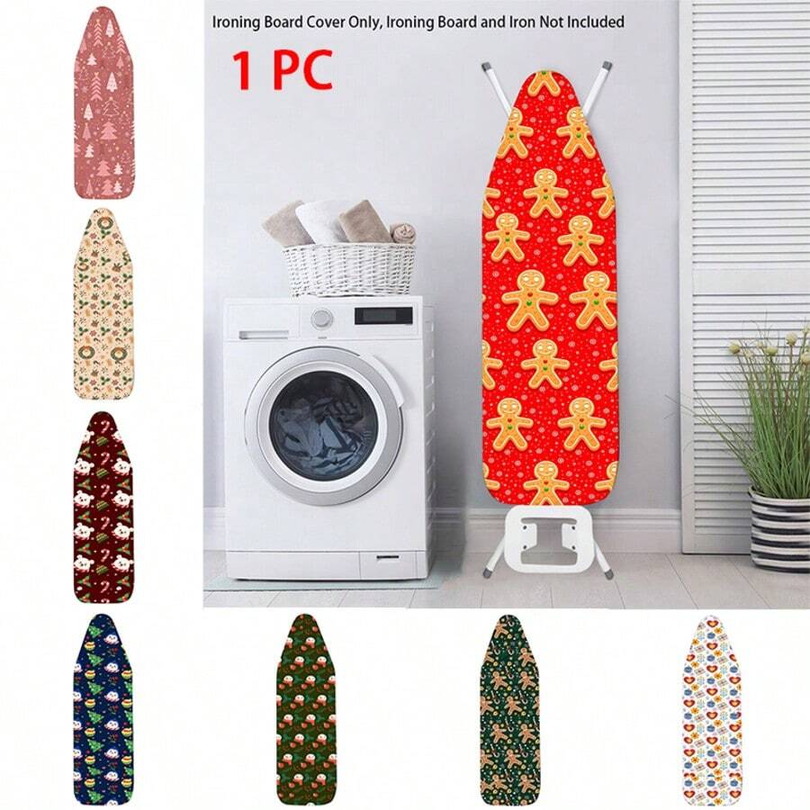 1pc Ironing Board Replaceable Cover , Christmas Tree Cookie Man Print Polyester Household Ironing Table Cloth Ironing Board Cover - Multicolor - View 1