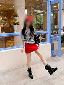 Sweet Cool Korean Niche Design 2026 Vintage Spring/Autumn New 2-In-1 Detachable Slouchy Ankle Boots, Leg-Lengthening Breathable Versatile Ruched Pants Leg Rivet Square Toe Lace-Up Black, Daily Commute Streetwear For Women - Black - View 5