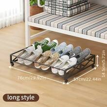 1pc Minimalist Shoe Storage Rack With 360° Swivel Casters, Multi-Functional Iron Storage Rack, Suitable For Bedroom, Dorm, Entryway, Under Sofa, Home Use, Easy Installation, Narrow/Long Style, Space-Saving Storage Solution, Mother's Day And Christmas Gift - Multicolor - View 12