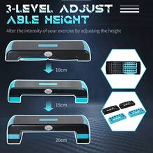 HOMCOM Aerobic Step, 10cm, 15cm & 20cm Height Adjustable Exercise Stepper For Exercise Workout, Nonslip Step Board Great For Home & Office, Black And Blue - Black - View 3