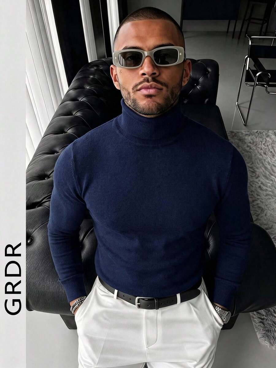 GRDR Men's Crew Neck Long Sleeve Sweater, Versatile Everyday Wear Knitted Pullover