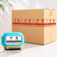 Self-Inking Continuous Roller Stamp, Moisture-Proof And Rain-Proof, KEEP DRY, HANDLE WITH CARE, THANK YOU FOR YOUR ORDER English Text, Fast Rolling Printing With Large Area Coverage, Replace Disposable Stickers, Efficient And Time-Saving, Suitable For Cardboard Boxes, Takeout Paper Bags, Cross-Border Shipping Packaging Tool - Packaging Thank You Stamp (Blue Handle, Red Ink) - View 4