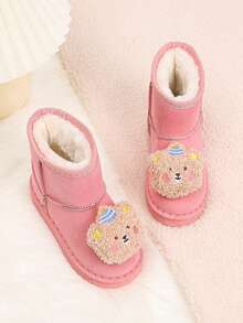 Girls Basic Snow Boots Winter Thermal Lining Durable Non-Slip Simple Short Ankle Boots For Outdoor Wear - Pink - View 2