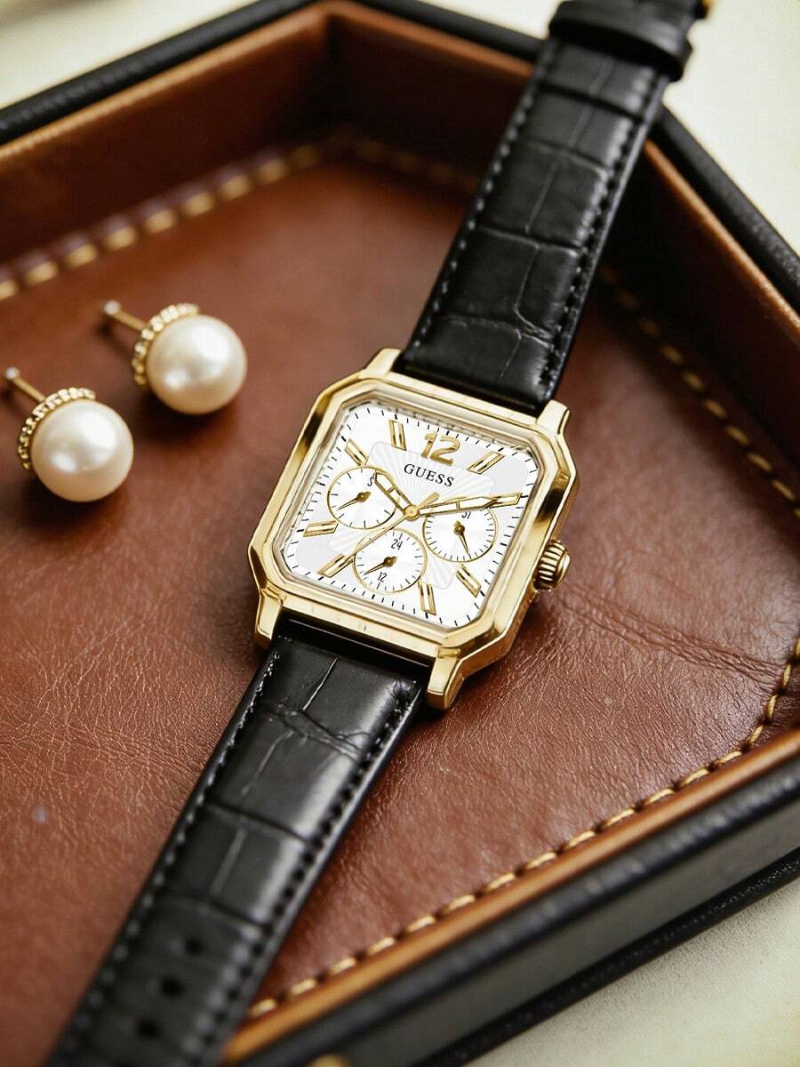 Jam Tangan Wanita Mewah Guess Kristal Kuarsa dengan Dial Bertabur Berlian Imitasi, Warna Rose Gold, Perak, dan Baja Tahan Karat dengan Jaring Milanese - GW0309L2 - View 1