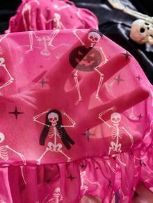 2pcs Halloween Women's Sexy Camisole Nightgown Set With Panties - Hot Pink - View 4