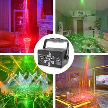 6 Hole UV Laser Party Light, 120 Effects DJ Disco Stage Light With Music Sync Voice Control, Remote Control & Timer, USB RGB Projector Lamp For Halloween Christmas Birthday Party Decoration - Black - View 5
