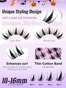 Mixed‑Style False Eyelash Cluster Set, Available In 120/192/208/352/408/608 Pieces. Black & Colored DIY Home‑Use Lash Clusters, Lightweight & Soft Segmented Lash Extension Kit, Great For Daily Makeup, School Performances, Halloween And Cosplay. - D - View 3
