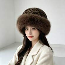 Winter Leopard Print 2 Pieces Set: Thick Leopard Print Faux Fur Earflap Hat, Paired With Matching Color Pom Pom Leopard Print Scarf. Made Of Thick Fleece Material, Windproof And Warm, Lightweight And Comfortable, Ear Protection Design, Keeps You Warm All Over - Multicolor - View 14