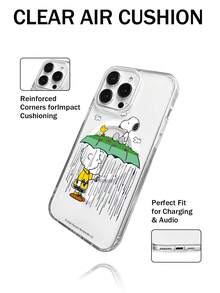 Miniso 1pc New Cute Peanuts Cartoon Astronaut Snoopy Transparent Acrylic 2-In-1 Magnetic Wireless Charging Creative Thickened Anti-Fall Protective Case Compatible With Apple Series IPhone 17 ProMax/Air, 16, 11/12/13/14 Plus, XR, 7/8 Plus, 15 ProMax - Clear - View 5