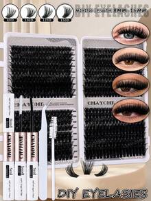 CMAYOME Large Capacity Eyelash Set, 666pcs D Curl Cluster Lashes, 8–16mm, Soft Fluffy Single Cluster Design, Create Natural Voluminous Eyelash Look, Suitable For DIY Eyelash Extensions, Multi-Functional All-In-One Eyelash Set, Customizable Eye Makeup, Cat Eye Lashes, Anime Lashes - Multicolor - View 2