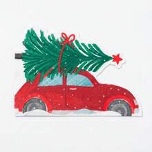 20/40/60pcs Vintage Red Car Christmas Tree Disposable Paper Napkins, Merry Christmas Winter Holiday Dinner Cocktail Napkins, Christmas Party Tableware Decor, Suitable For Home Winter Holiday Celebrations - Christmas Tree - View 5